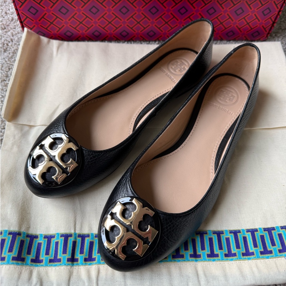 Tory Burch Black Leather Flats
